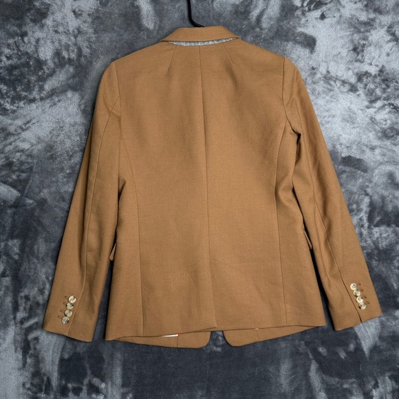 J.Crew Regent Blazer Camel Brown Wool Blend Single Button Jacket Size 0 - Picture 2 of 8